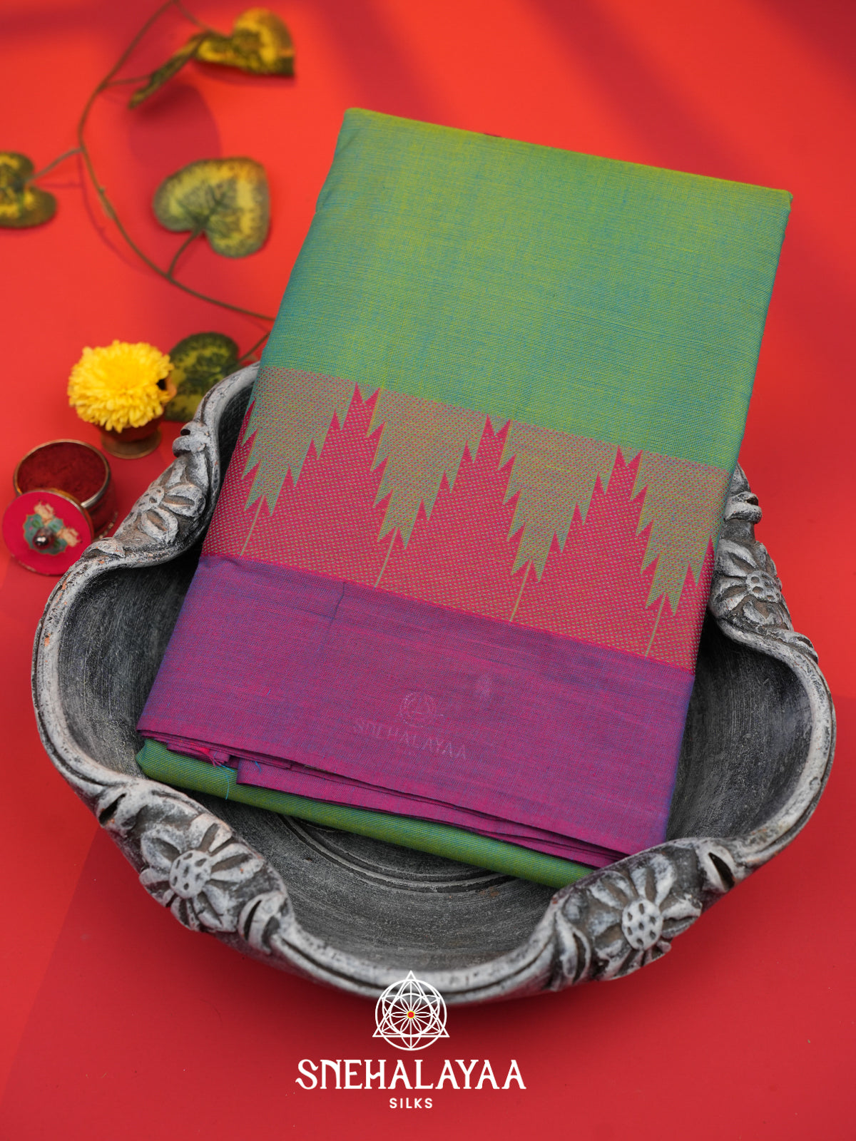 Olive Green Kanchi Cotton Saree