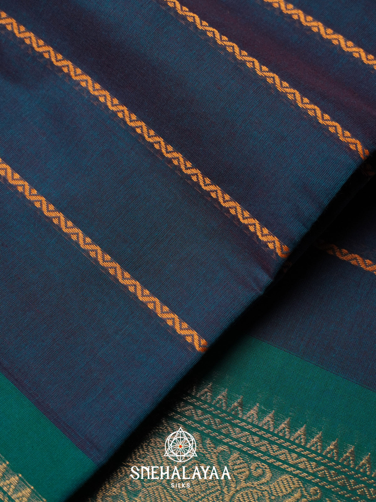 Peacock Blue Kanchi Cotton Saree