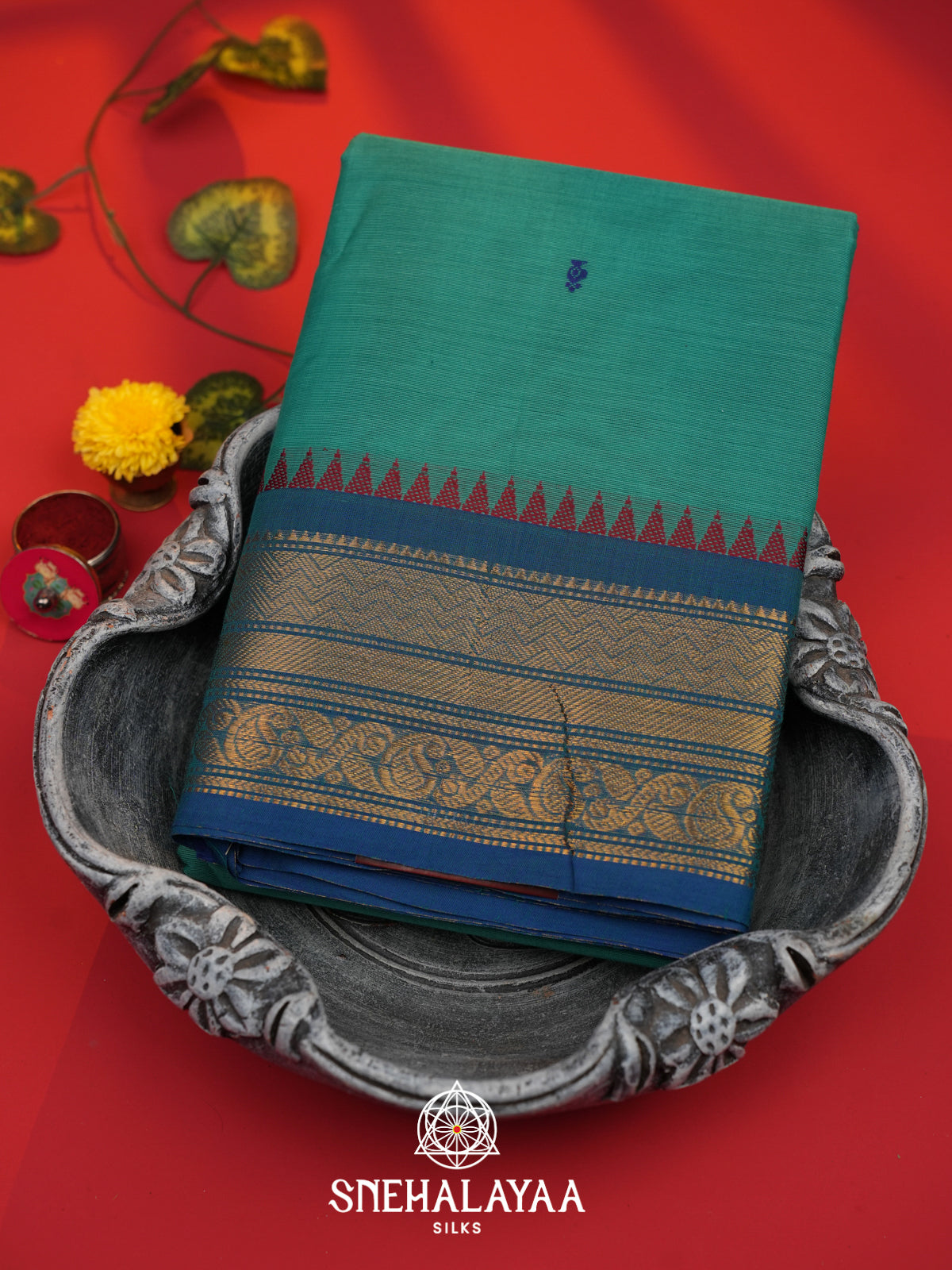 Sea Green Kanchi Cotton Saree