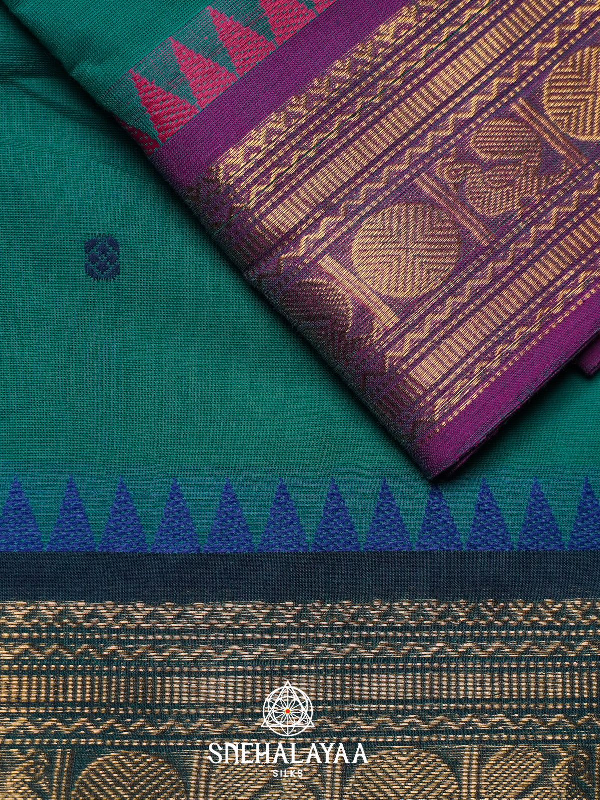 Peacock Green Kanchi Cotton Saree