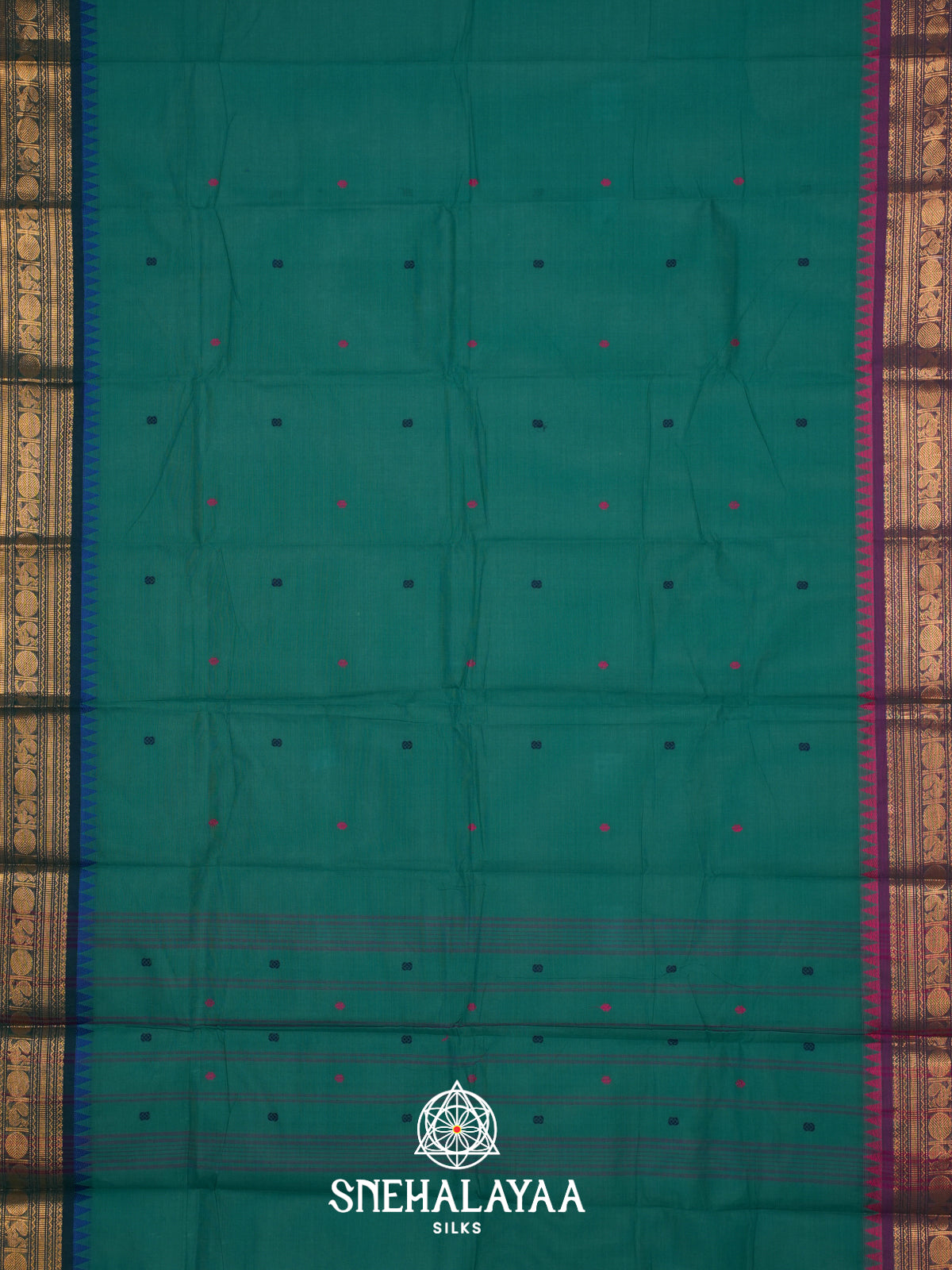 Peacock Green Kanchi Cotton Saree