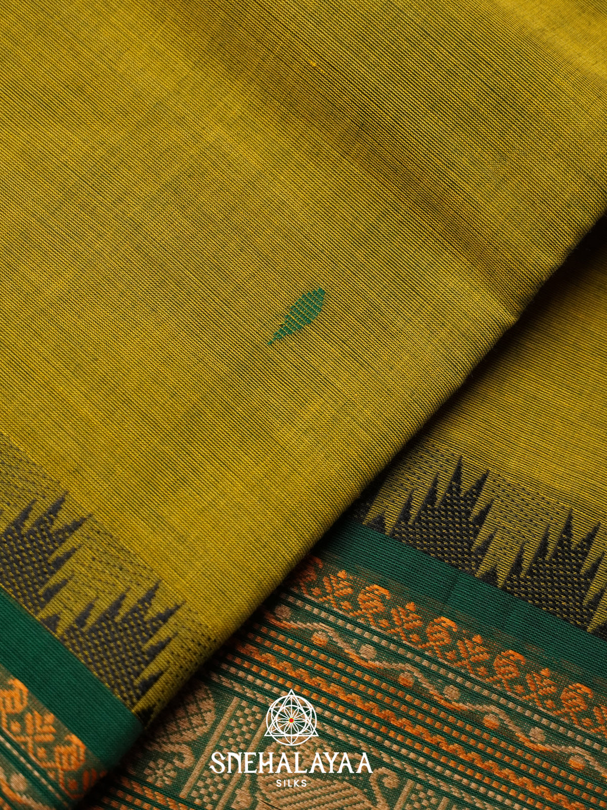 Mustard Yellow  Kanchi Cotton Saree