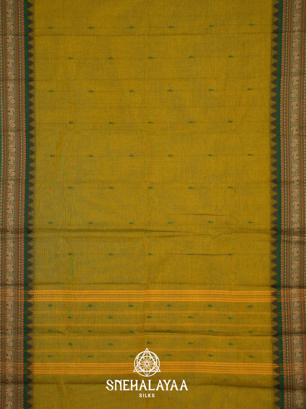 Mustard Yellow  Kanchi Cotton Saree