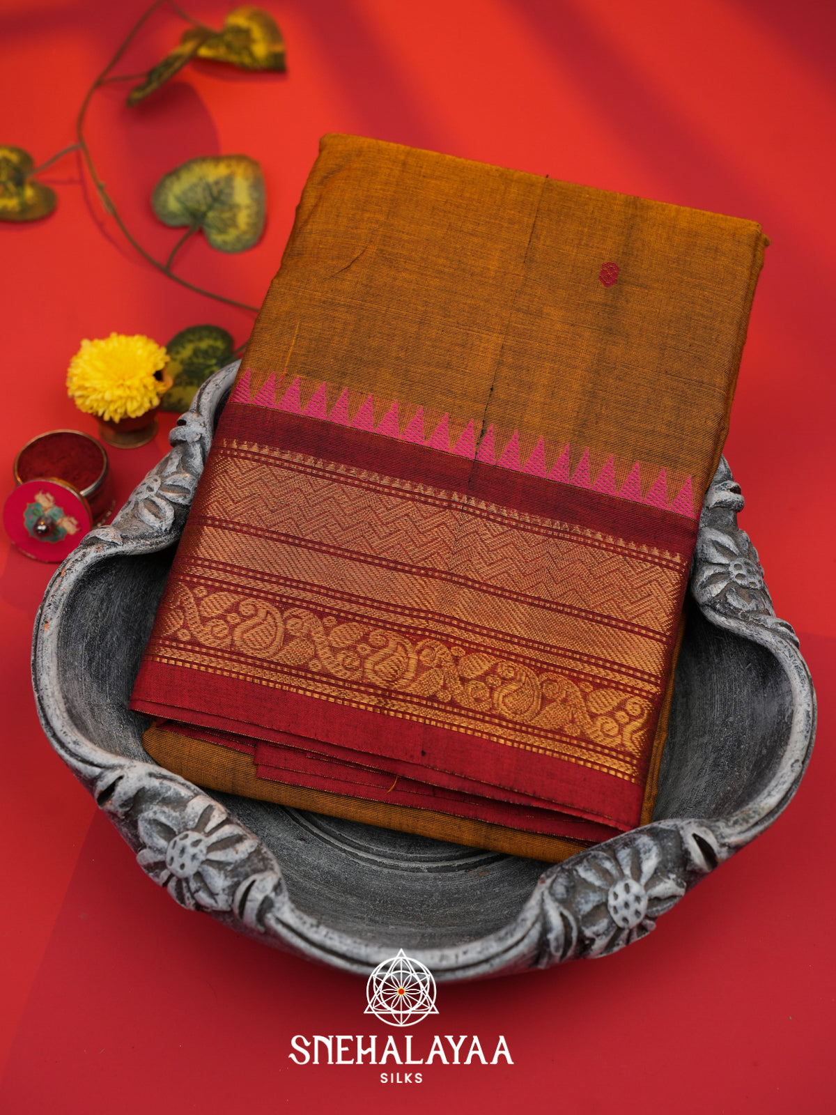 Brown Kanchi Cotton Saree