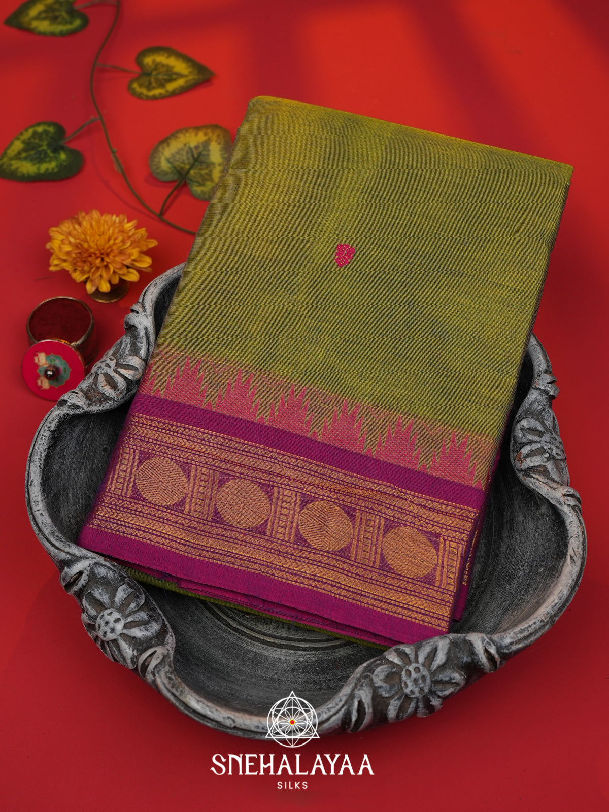Sage Green Kanchi Cotton Saree