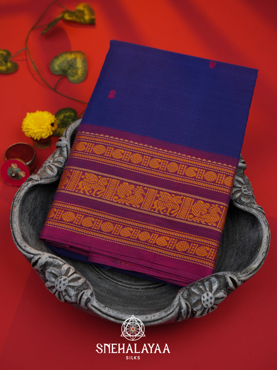 Blue Kanchi Cotton Saree