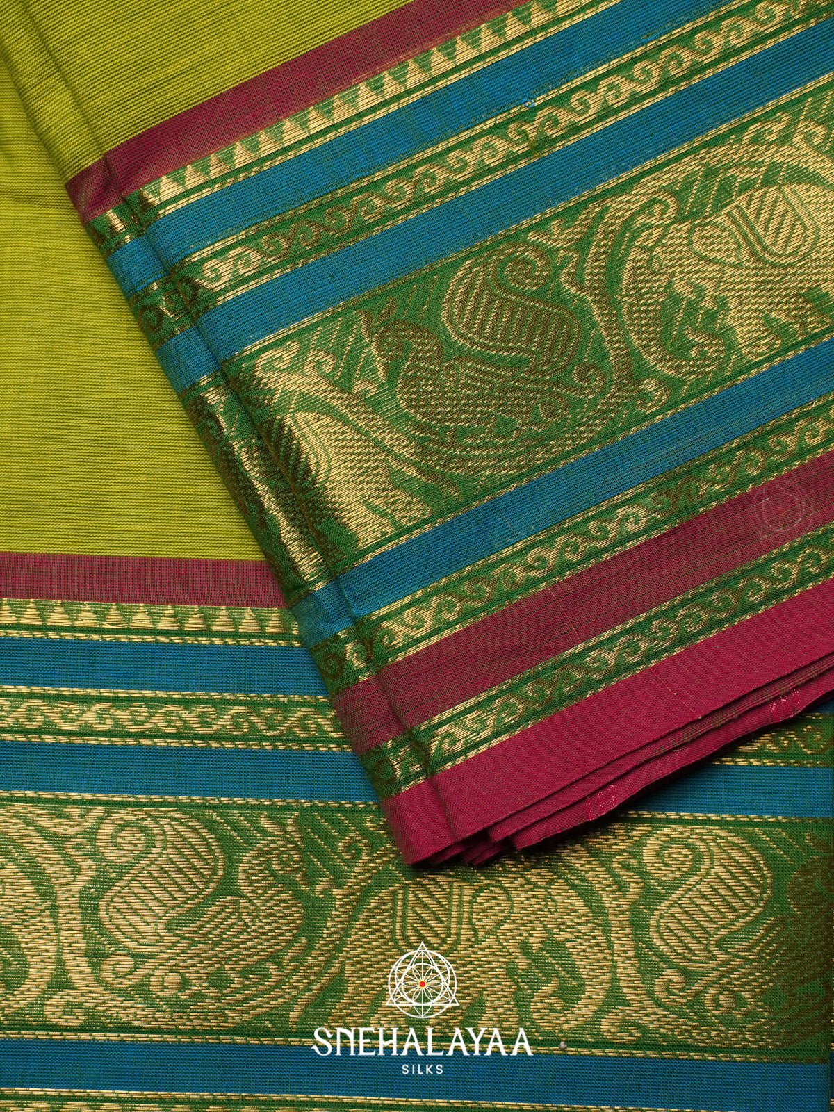 Mehendi Green Chettinad Cotton Saree
