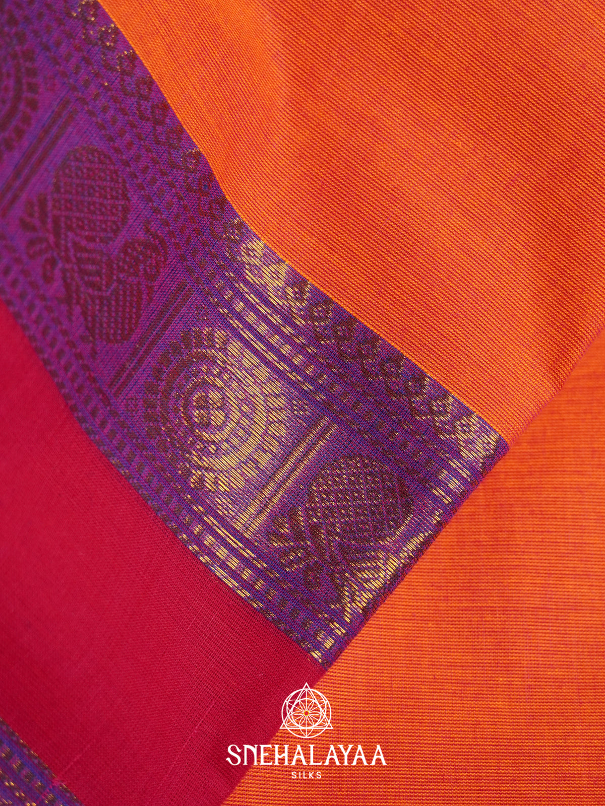 Orange Chettinad Cotton Saree