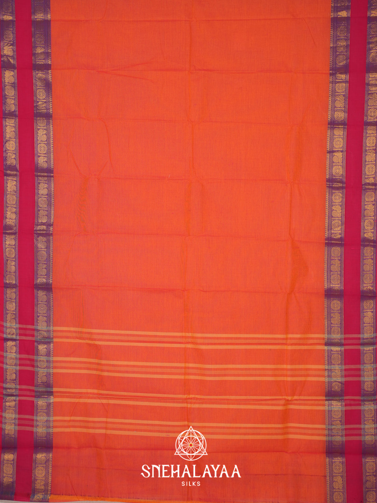 Orange Chettinad Cotton Saree