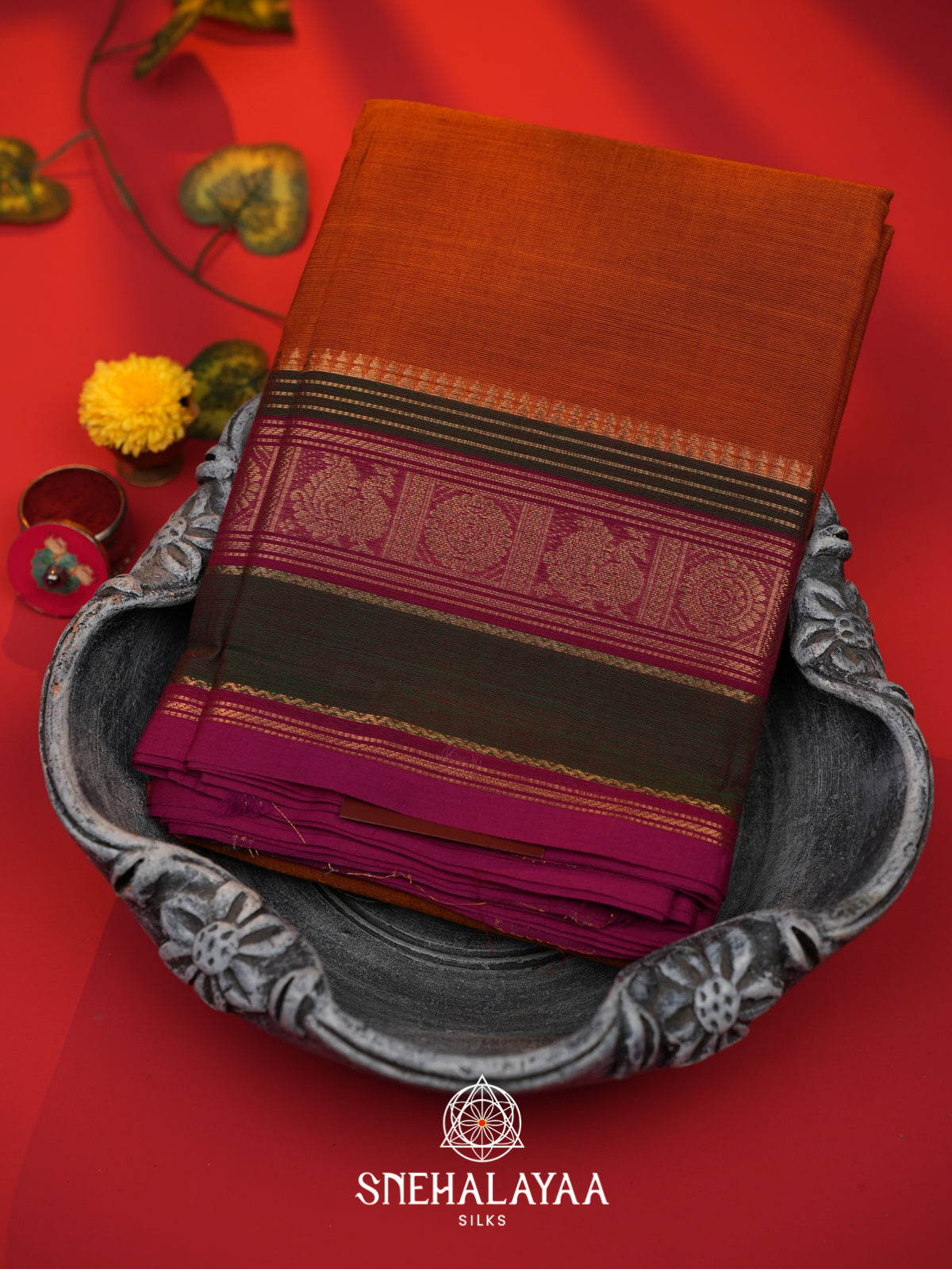 Brown Chettinad Cotton Saree