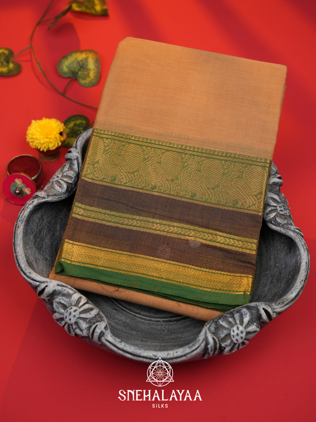 Beige Chettinad Cotton Saree