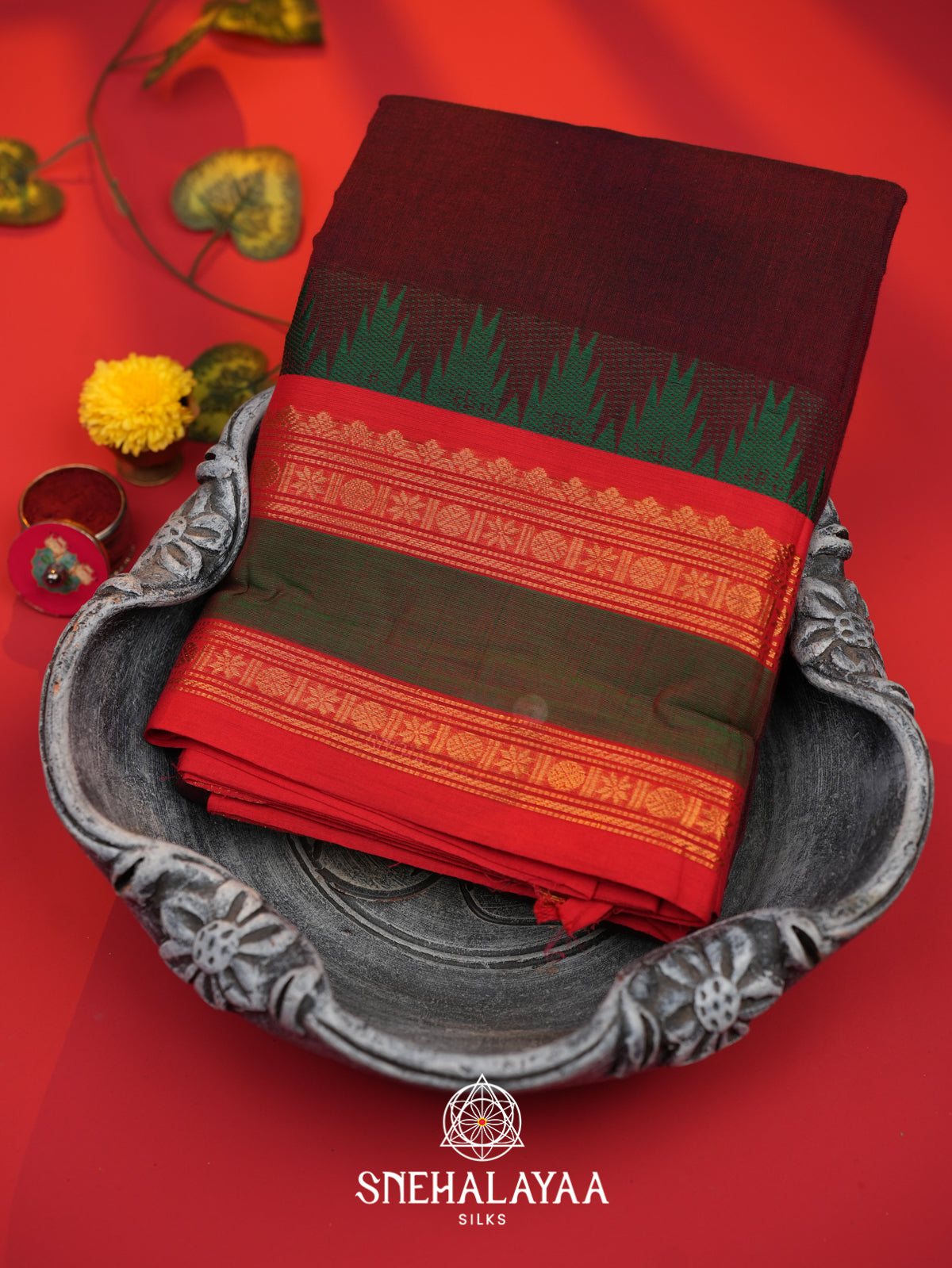 Maroon Chettinad Cotton Saree
