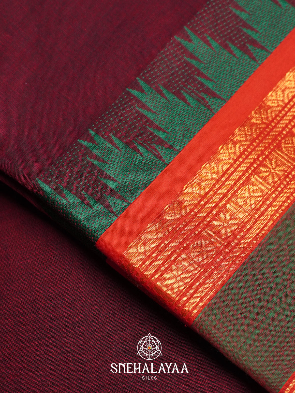 Maroon Chettinad Cotton Saree