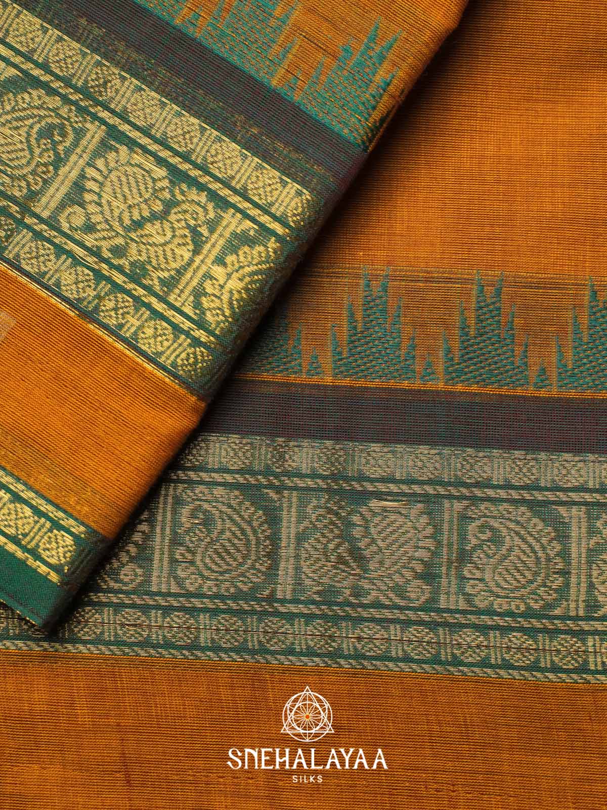 Mustard Brown Chettinad Cotton Saree