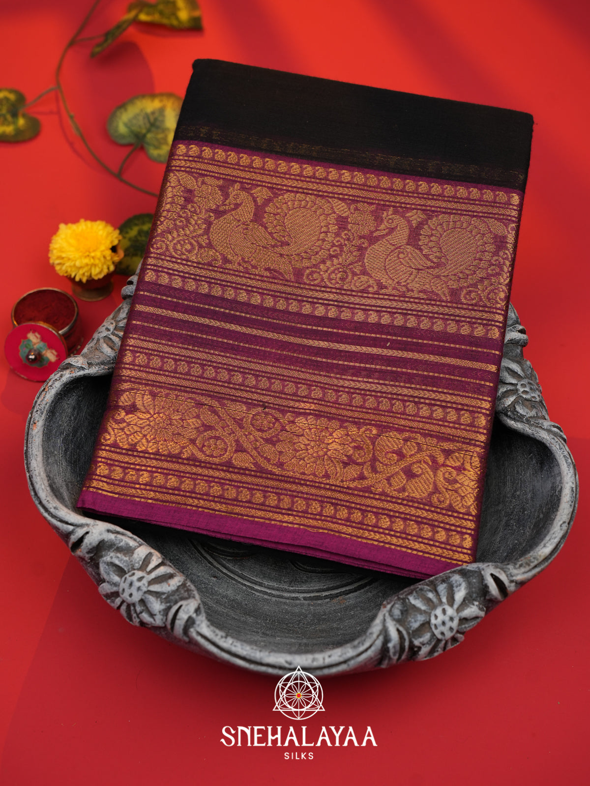 Black Chettinad Cotton Saree