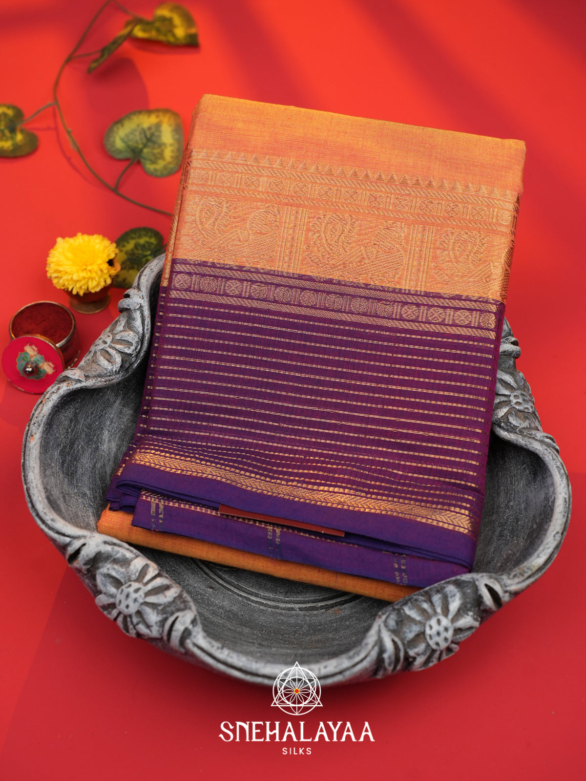 Beige Chettinad Cotton Saree
