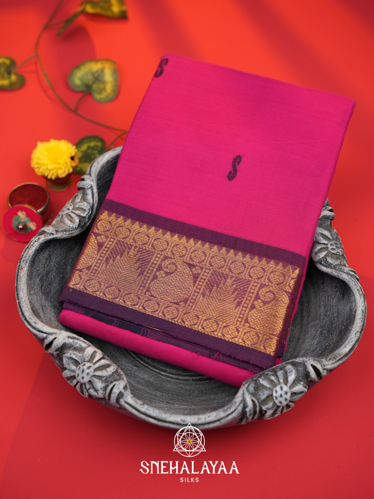 Pink Chettinad Cotton Saree