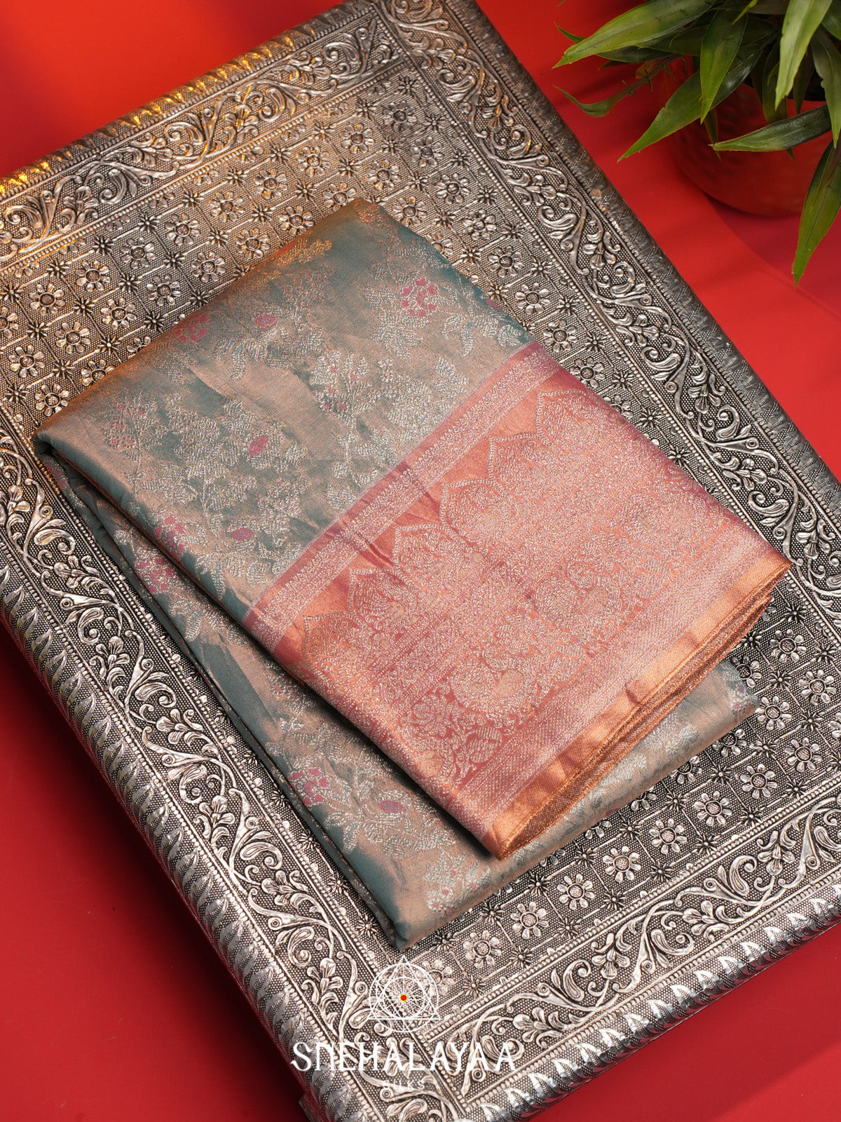 Slate Blue Art Silk Saree