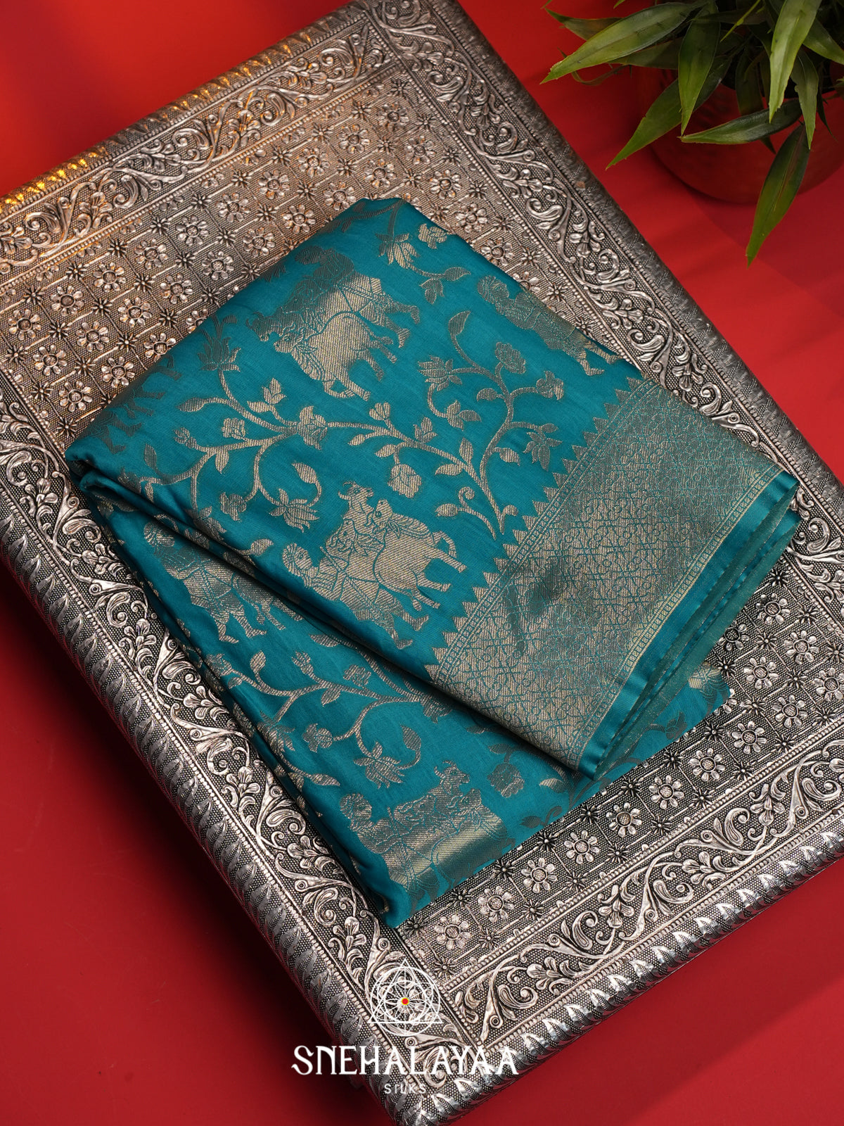 Teal  Banarasi Saree