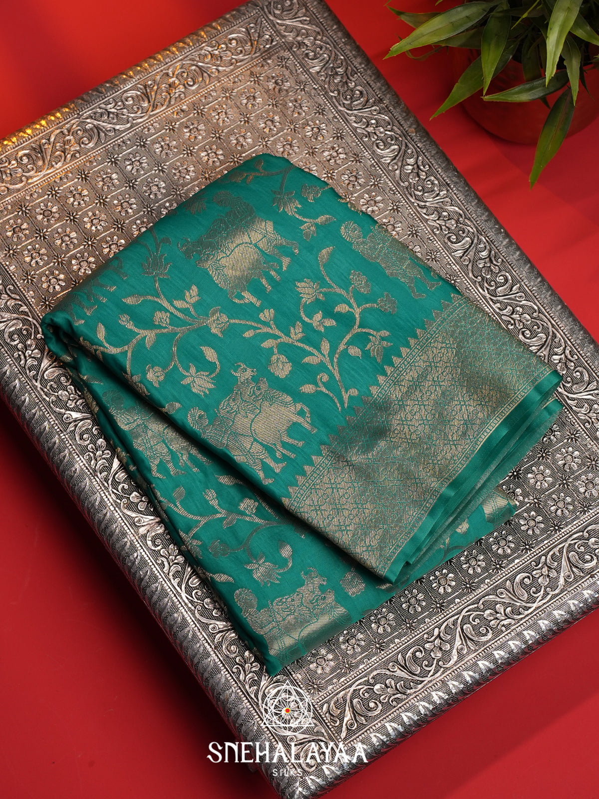 Teal Green  Banarasi Saree