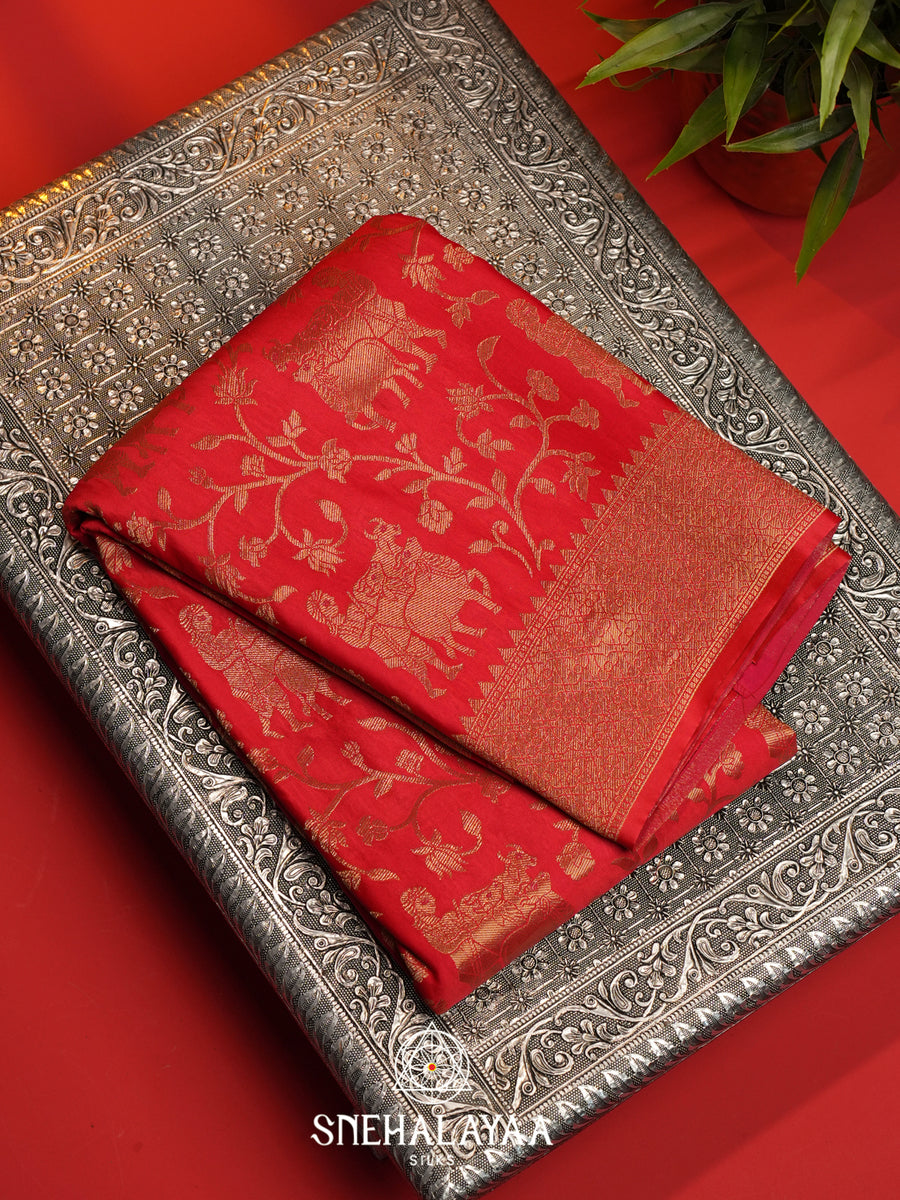 Red  Banarasi Saree