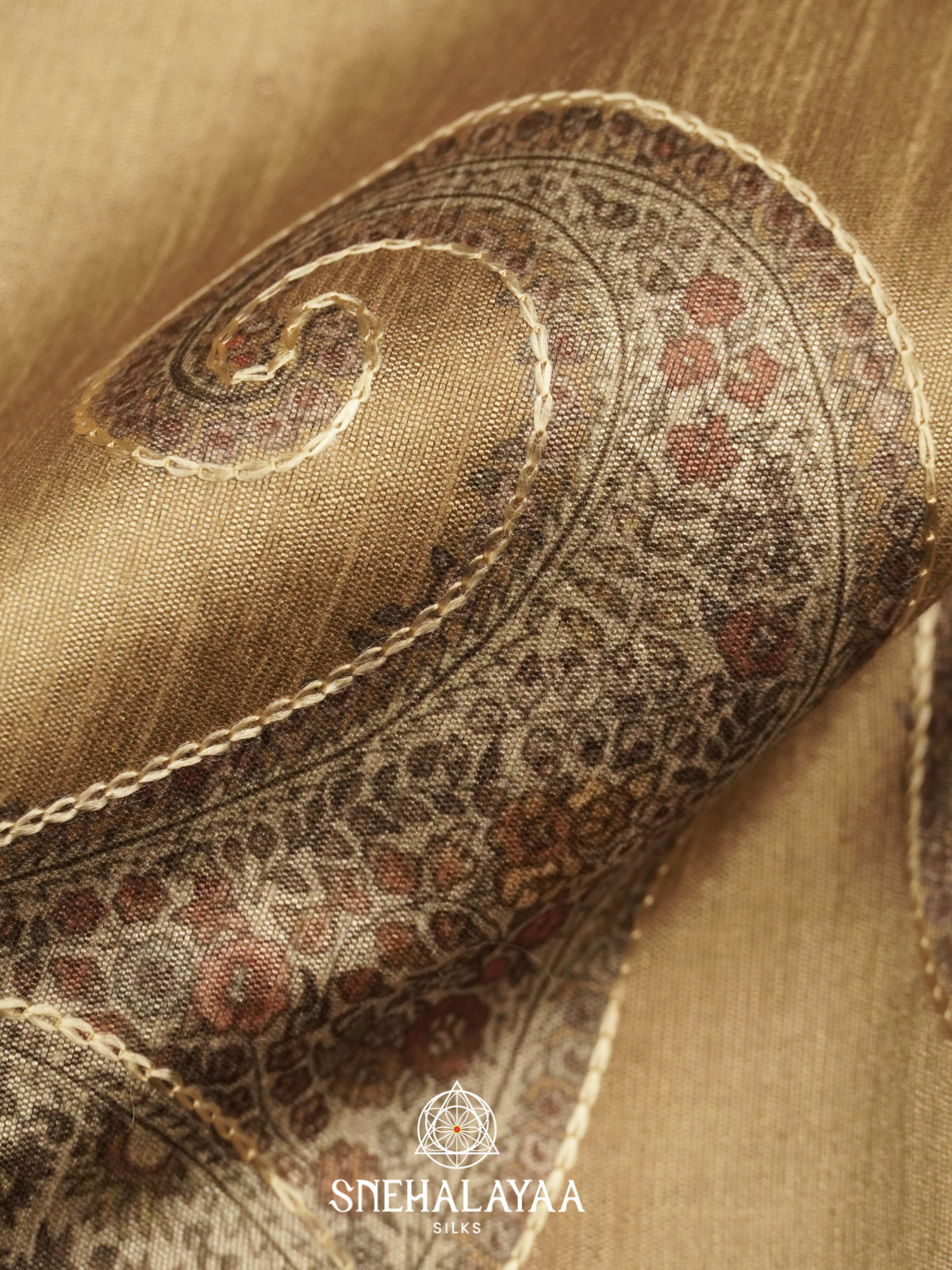 Beige Jute Silk Saree
