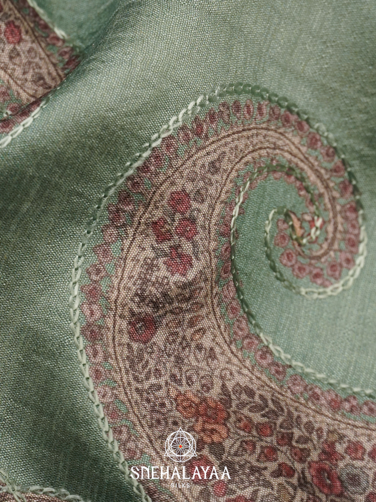 Mint Green Jute Silk Saree