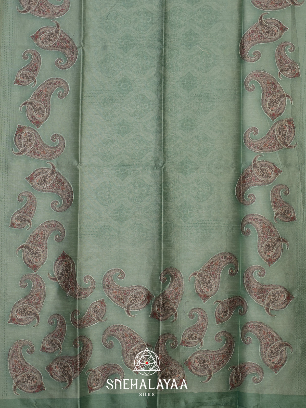 Mint Green Jute Silk Saree