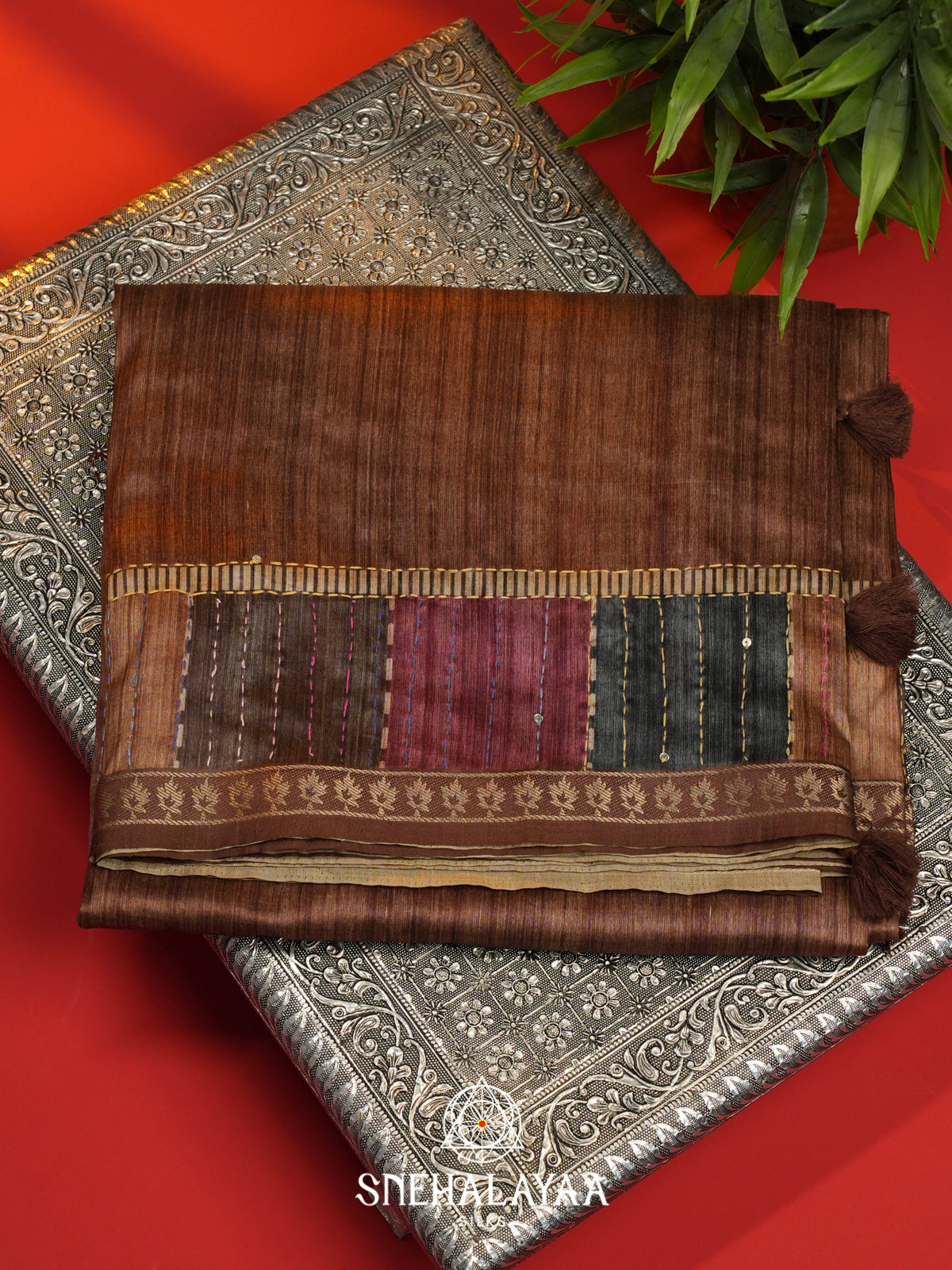 Brown Tussar Saree