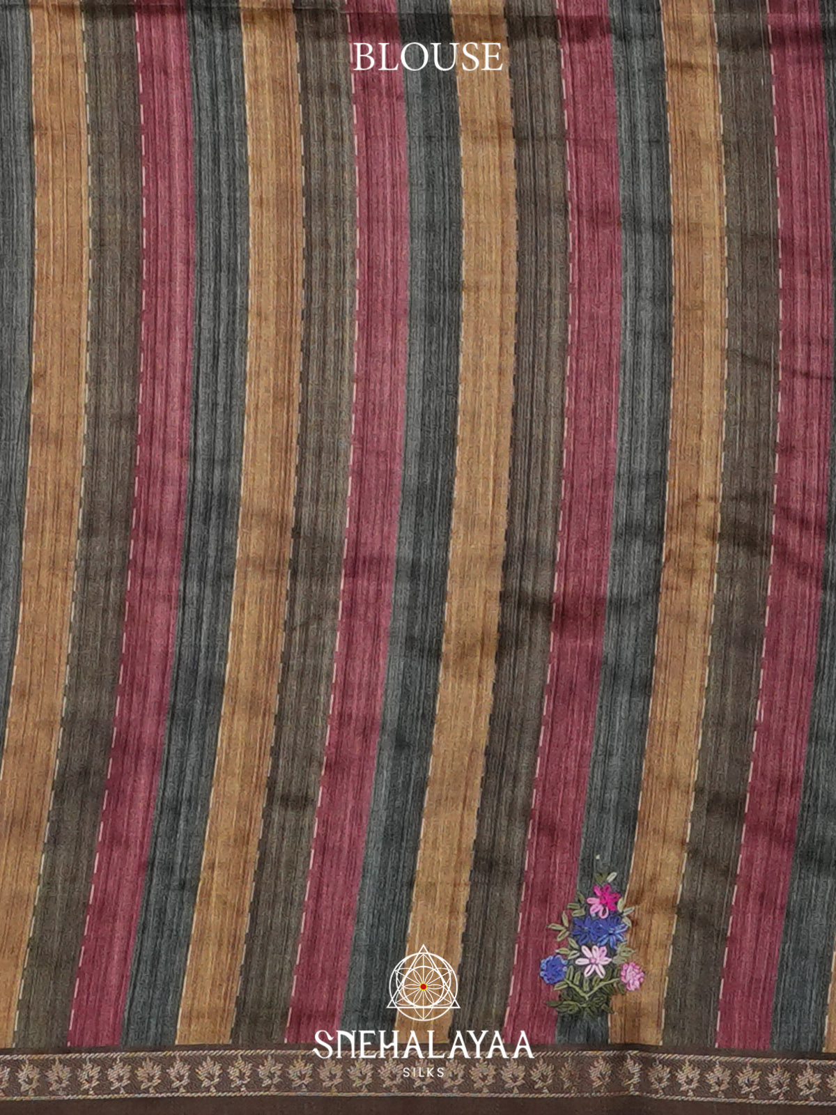 khaki green  Tussar Saree