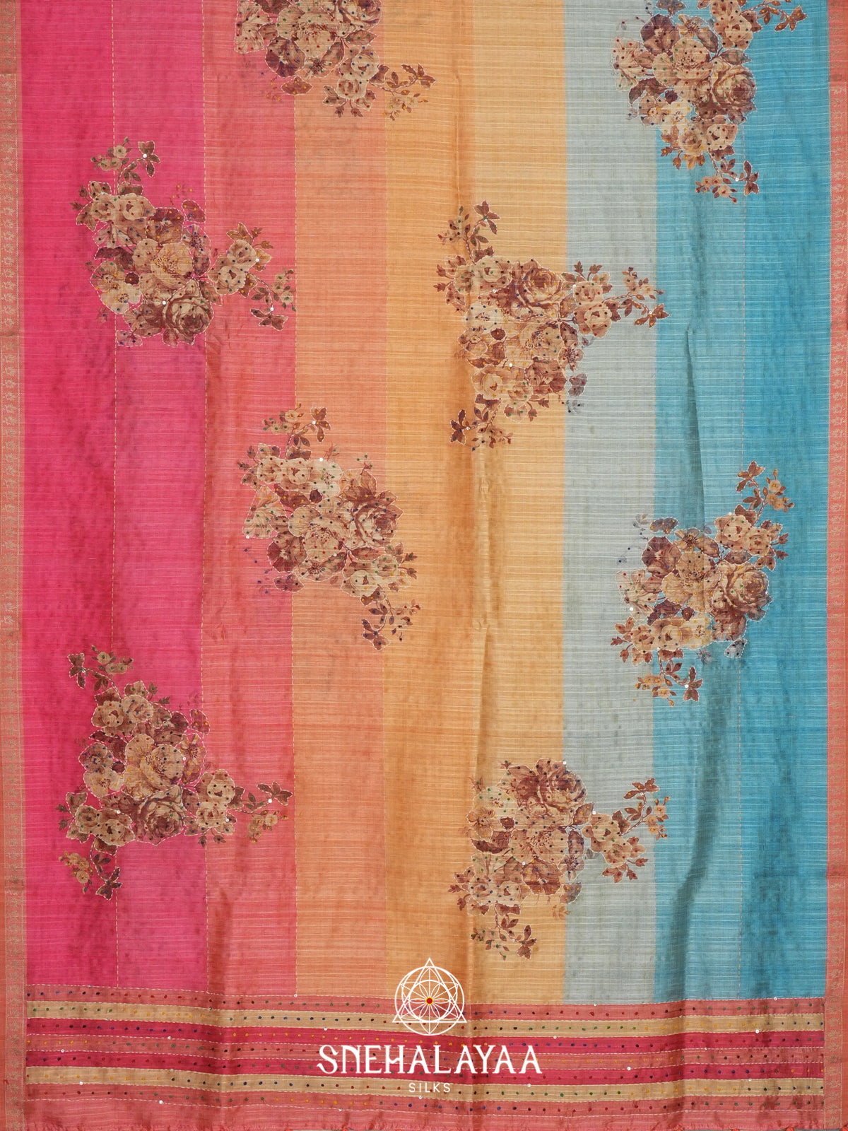 MultiColour  Tussar Saree