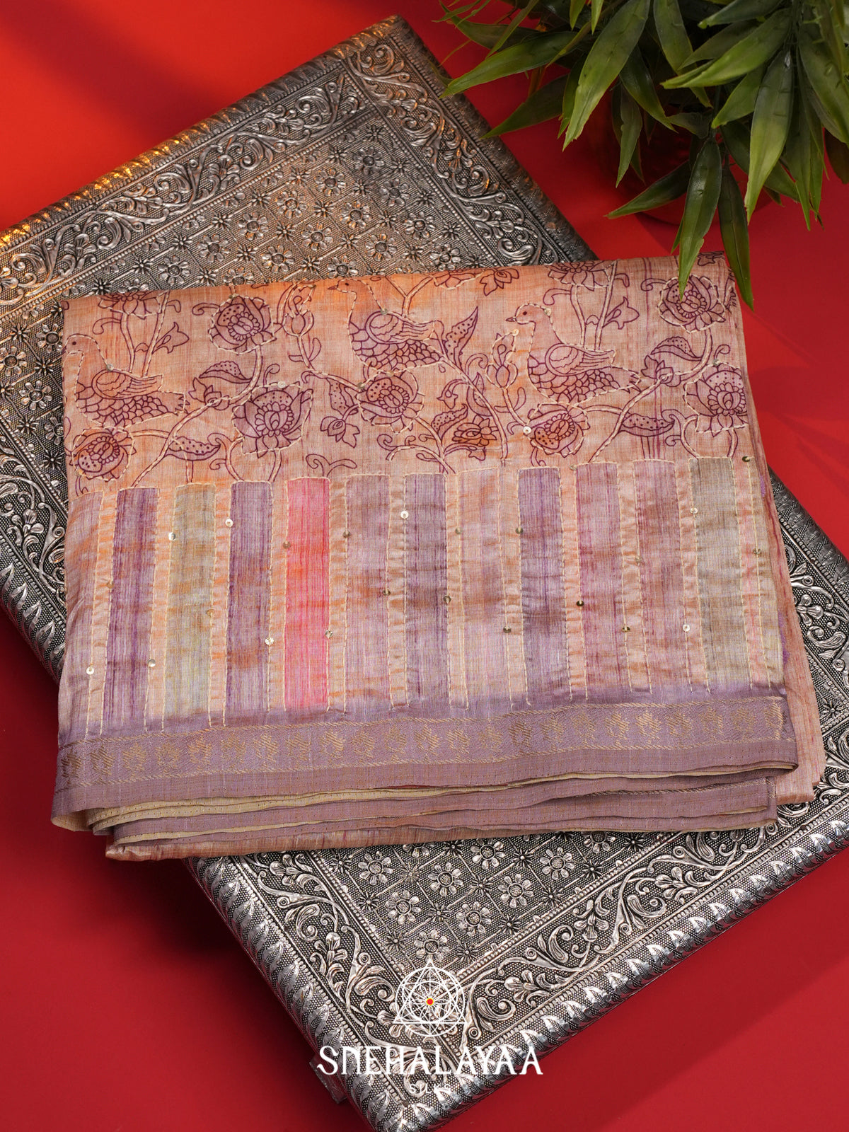 Beige  Tussar Saree