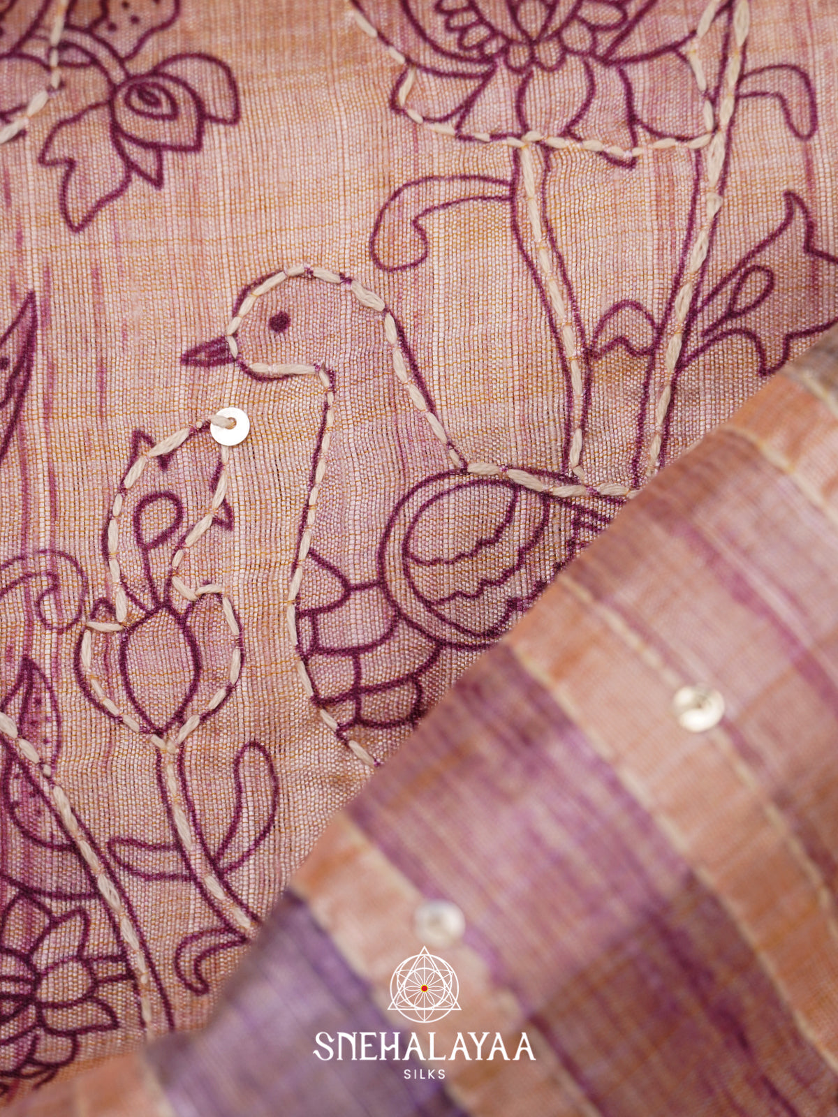 Beige  Tussar Saree
