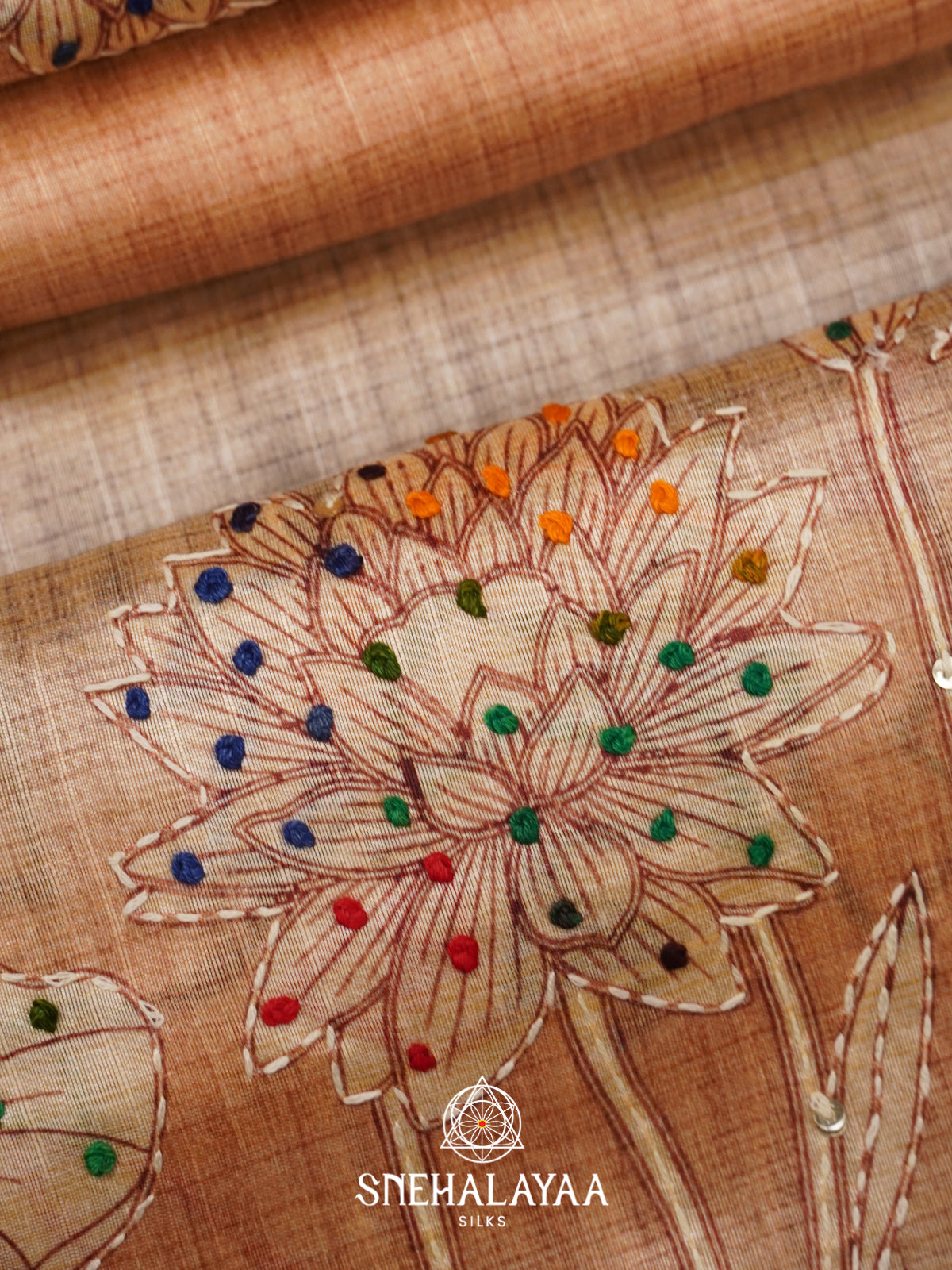 Beige  Tussar Saree
