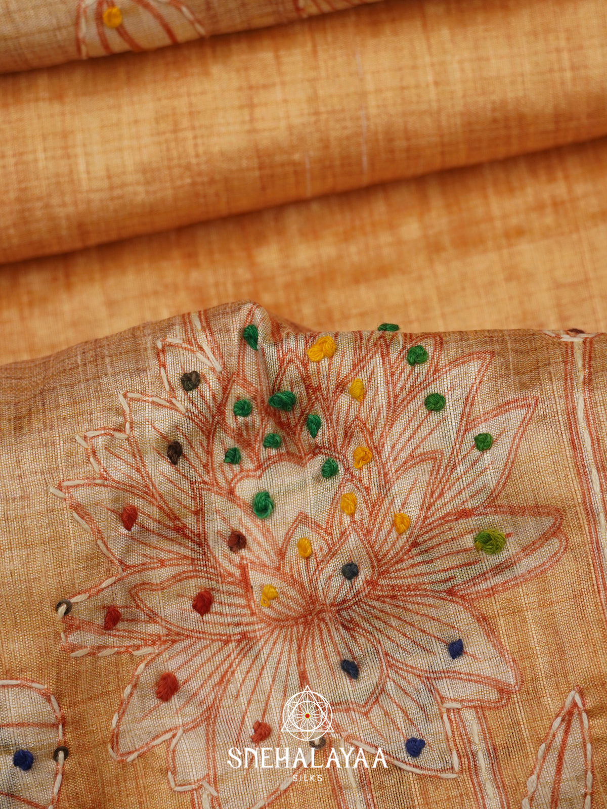 Peach  Tussar Saree