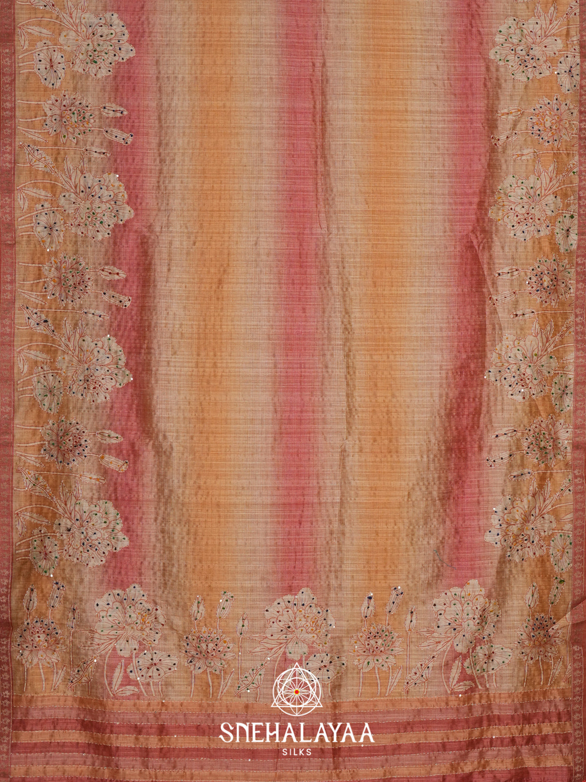 Peach  Tussar Saree