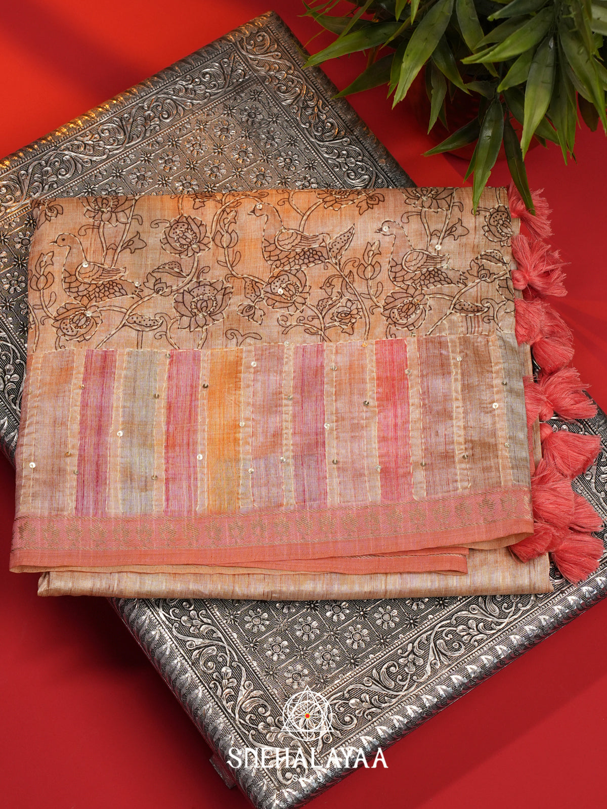 Cream  Tussar Saree