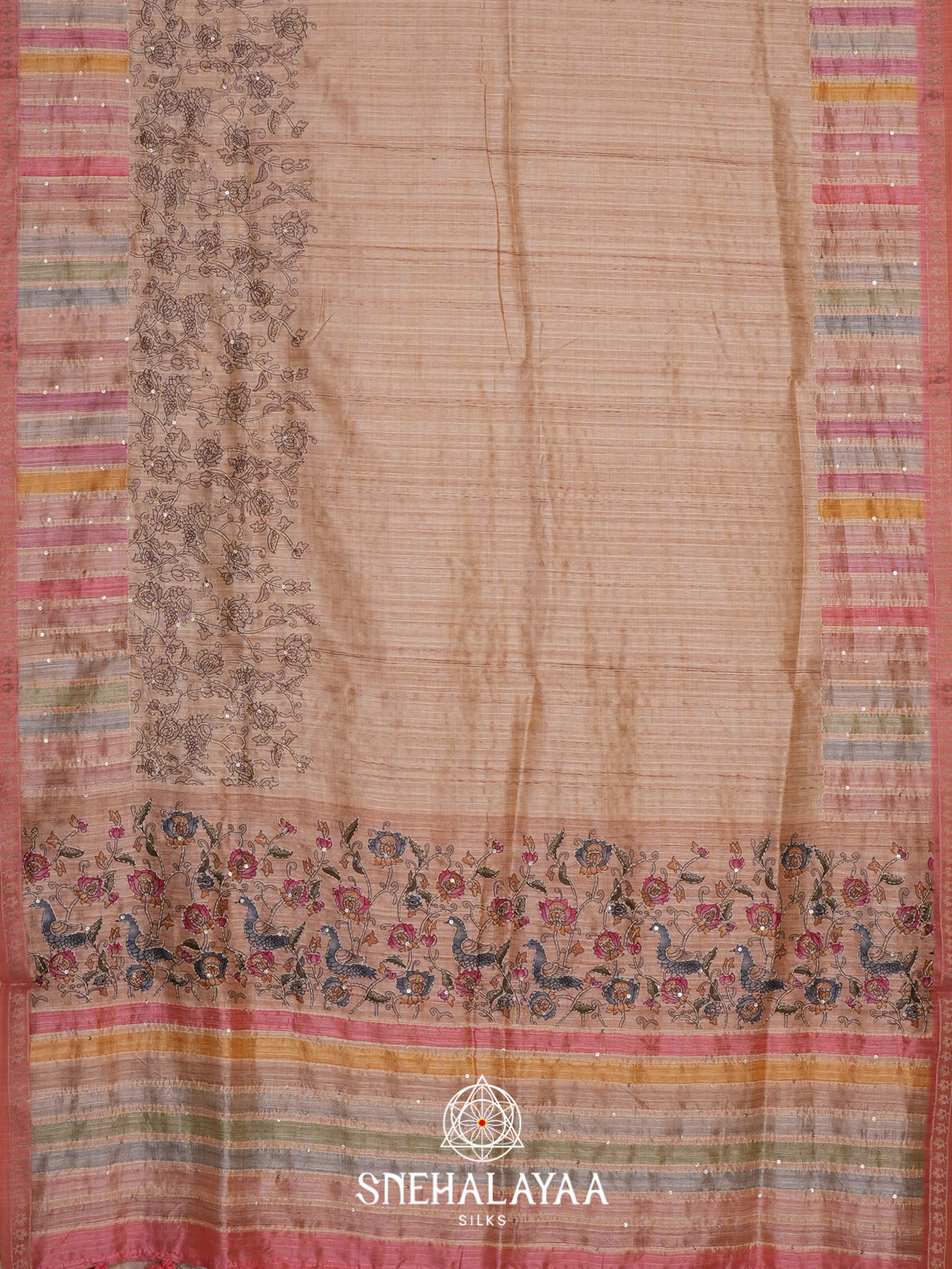 Cream  Tussar Saree