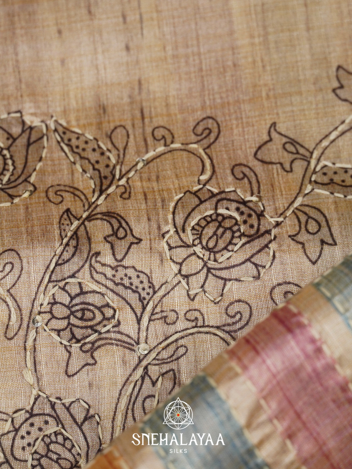 Beige  Tussar Saree