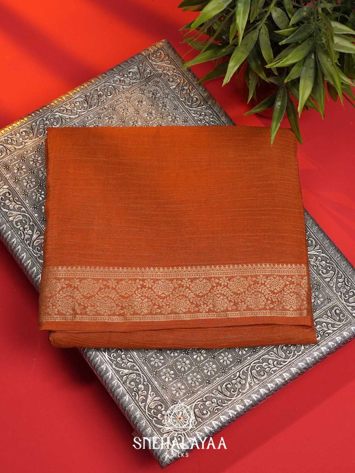 Brown Crushed Saree