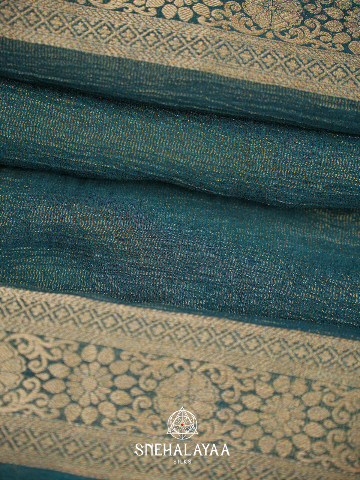 Greyish Blue Crushed Saree