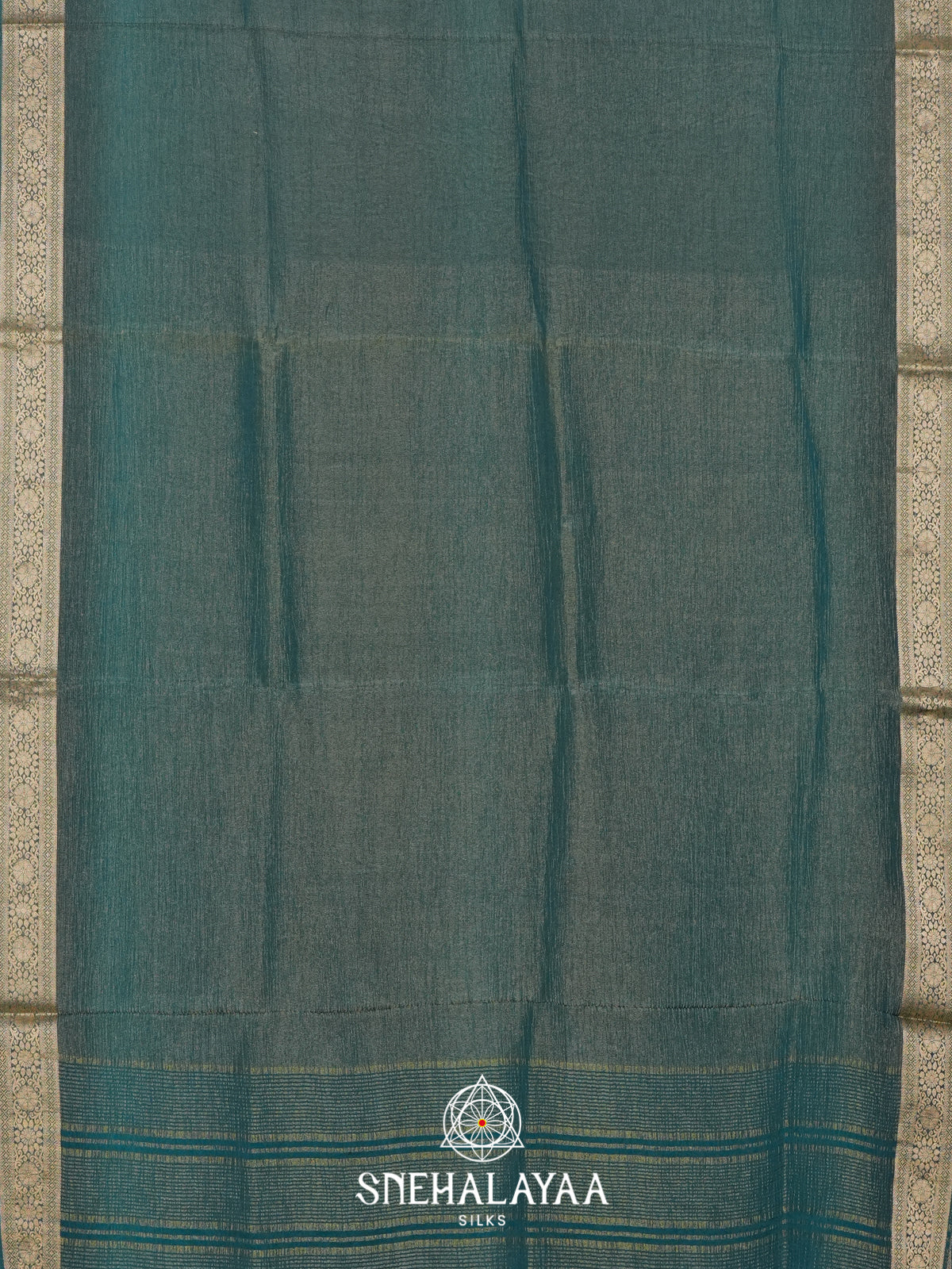 Greyish Blue Crushed Saree