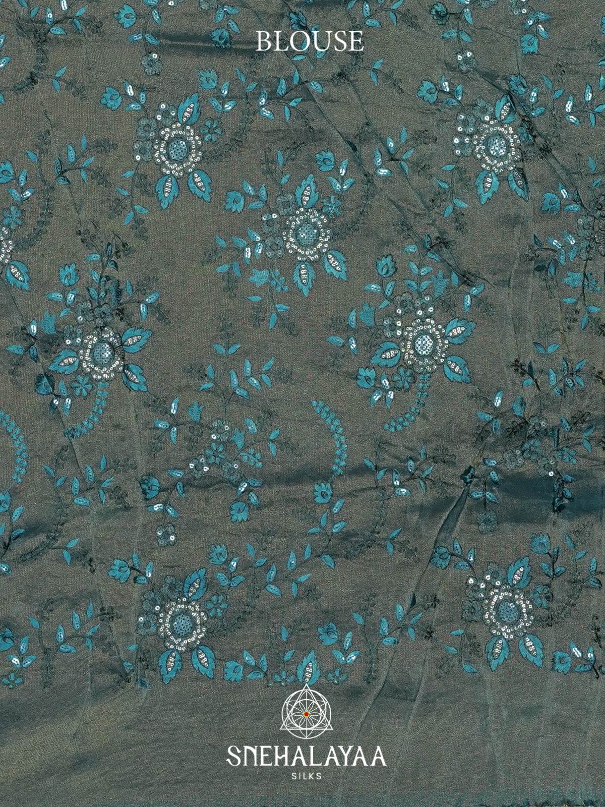 Greyish Blue Crushed Saree