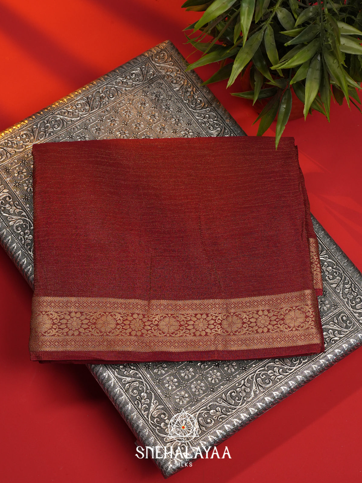 Maroon Crushed Saree