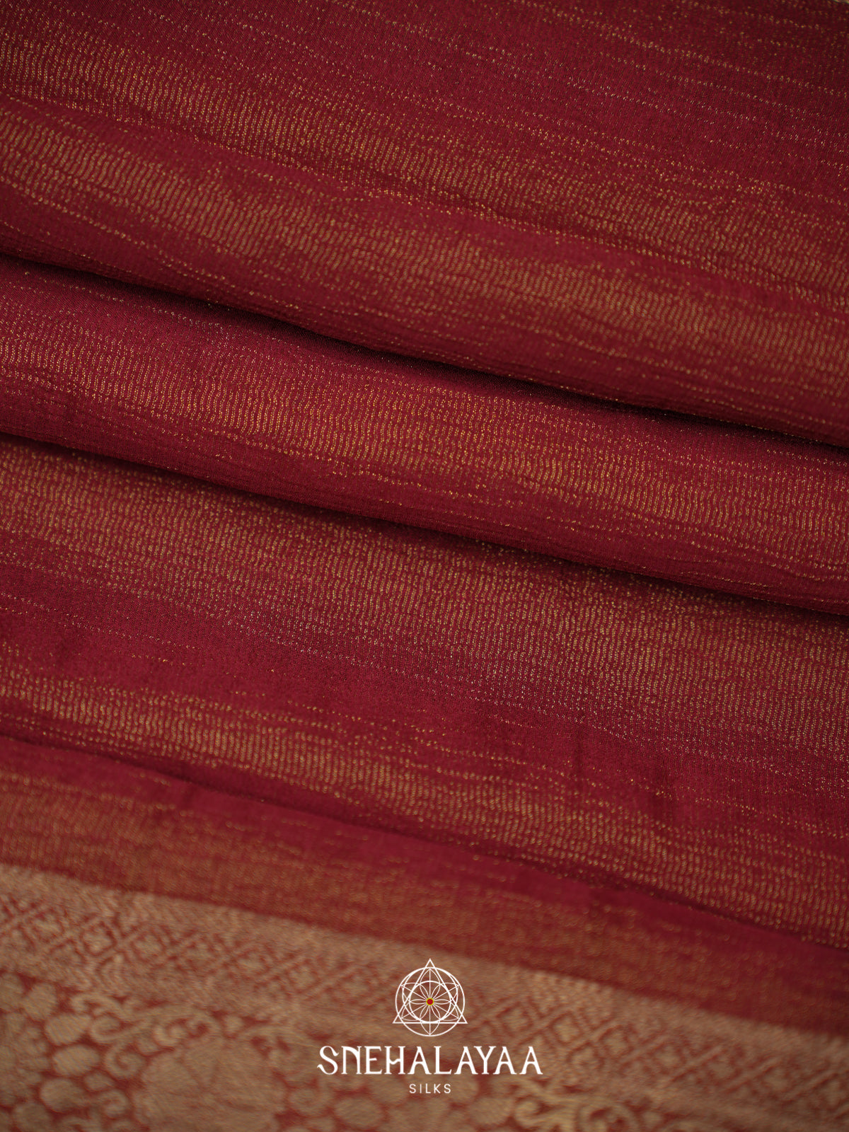 Maroon Crushed Saree