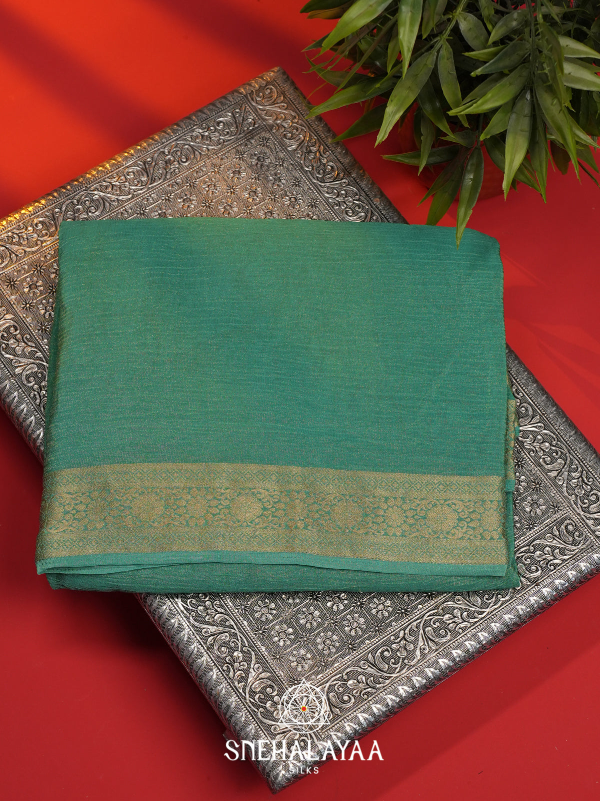 Sea Green Crushed Saree