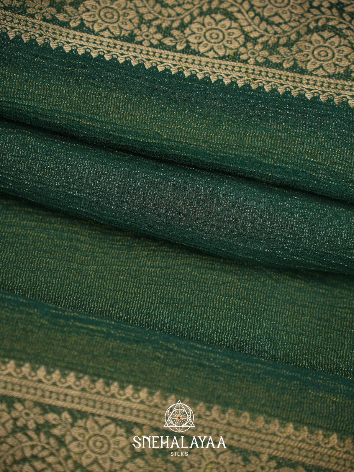Green Crushed Saree