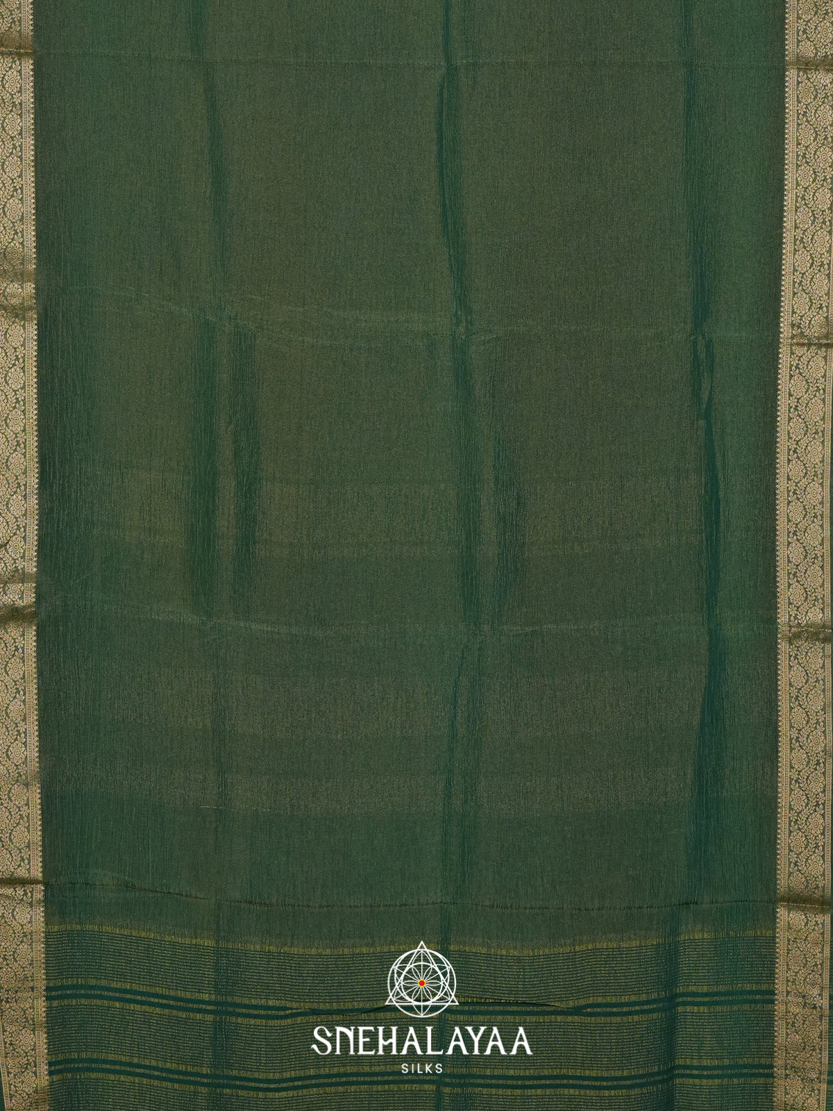 Green Crushed Saree