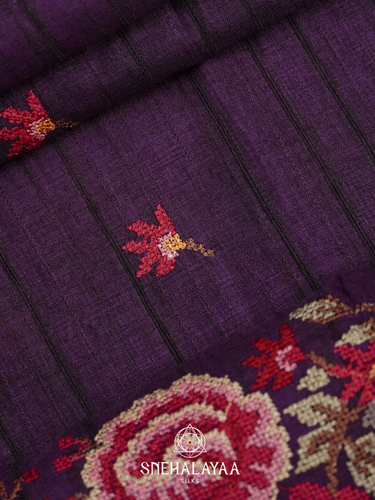 Purple  Tussar Saree