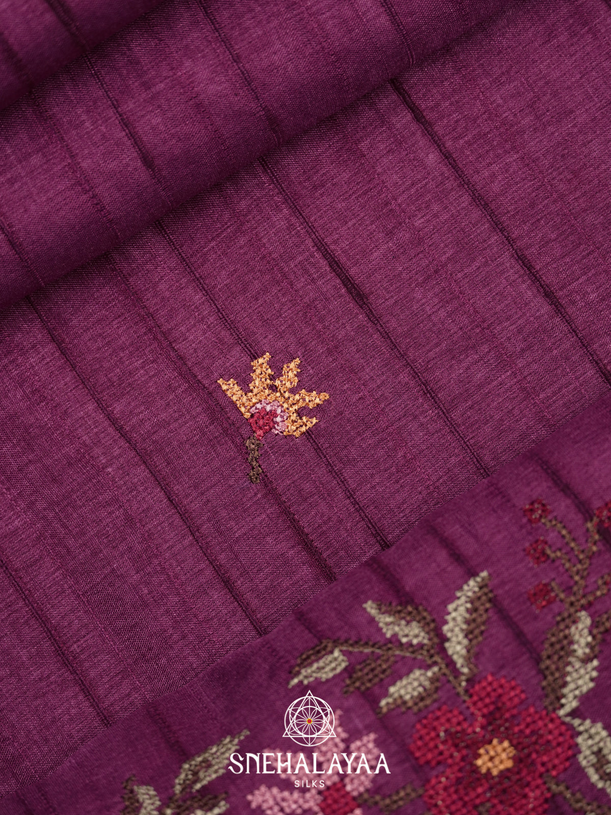 Magenta  Tussar Saree